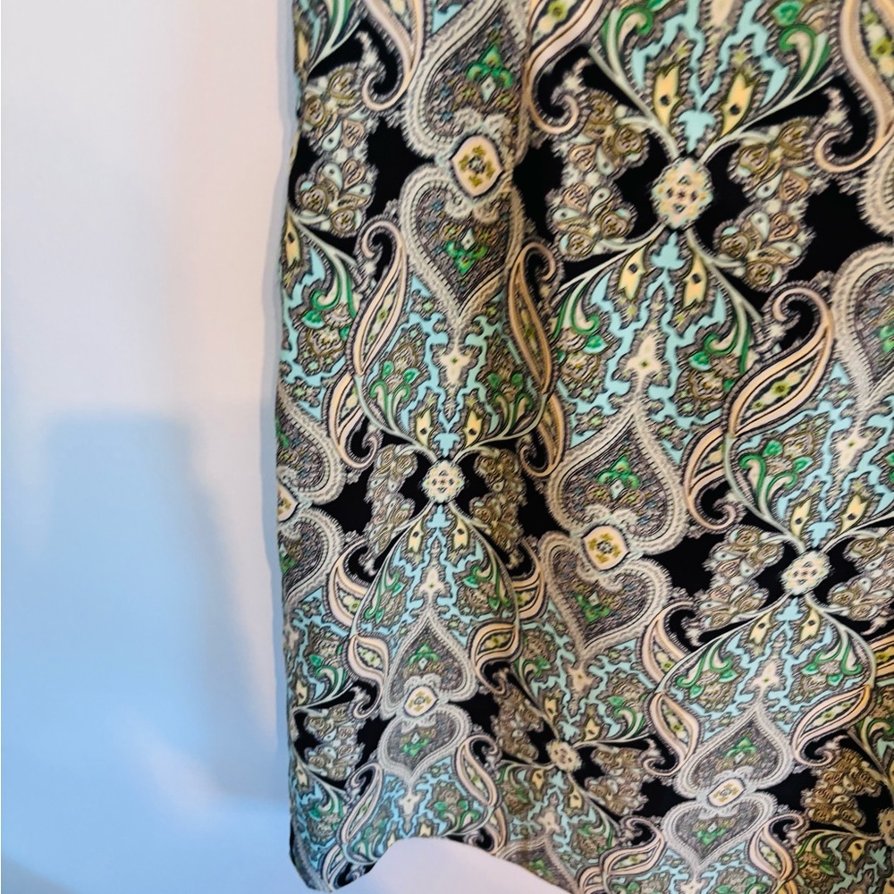 Kasper green patterned a line dress with high neck, sleeveless size 10 - Picture 4 of 4